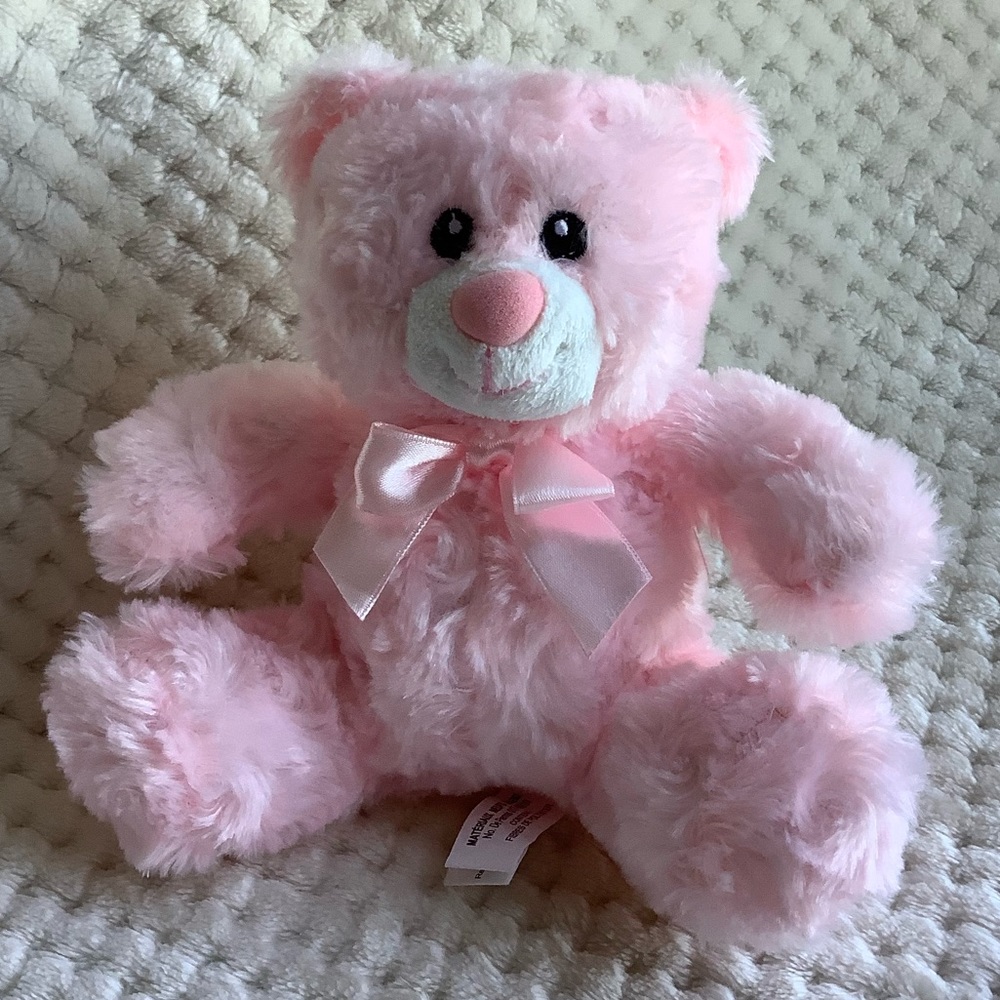 Creature Comfort Toys Pink Plush Bear Stuffed Animal Toy Embroidered Eyes